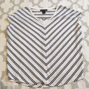 White House Black Market Jetsetter White and Black Striped Tee